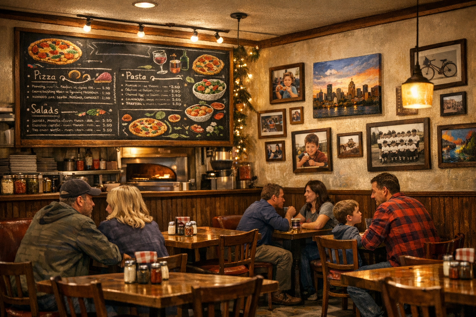 Neighborhood pizzeria with local community vibe